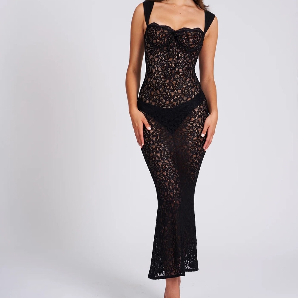 Veronica Black Lace Maxi Dress Miss Circle